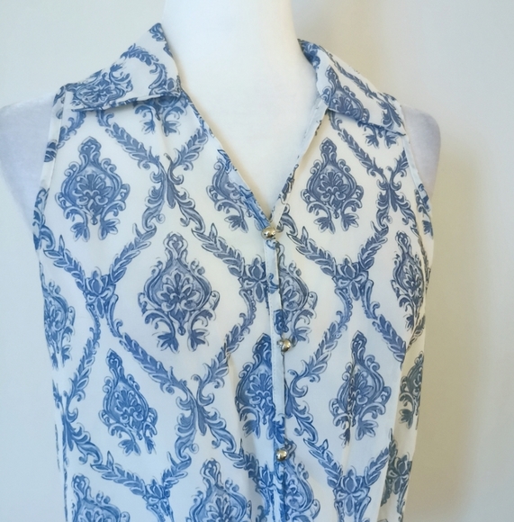 Paisley sleeveless tie waist blouse - Picture 4 of 6